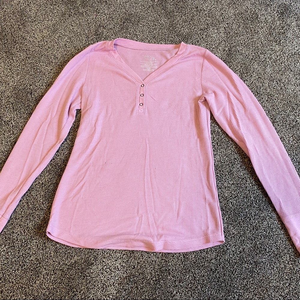 light pink long sleeve time and tru top